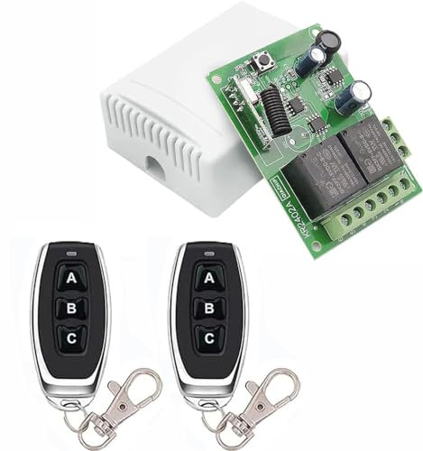 QIACHIP Interruttore di Controllo Remoto Relè Radiocomando 2 canali Ricevitore con 433Mhz RF trasmettitori CC 12V 24V 10A controller per motore, luci, porta del cancello