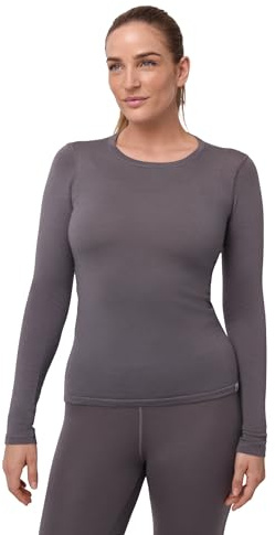 DANISH ENDURANCE Merino Wool Thermal Tops 180g/m² Midweight for Women, Extreme Warm Thermal Long Sleeve Top, Grey, XL