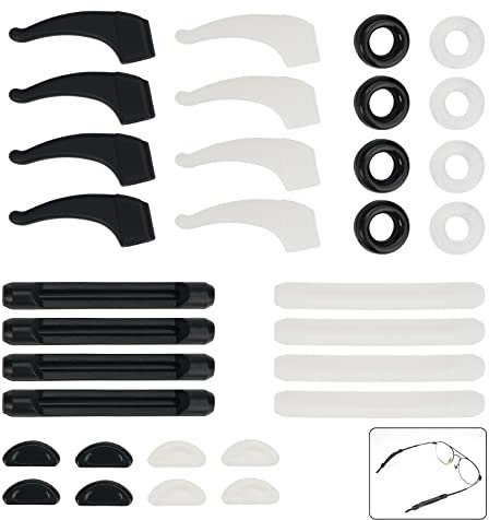 Jinsion 16 paar Brillen Antirutsch, Brillenbügel Antirutsch Halter, Gläser Ohrhaken, Silikon Runde Brillen Halter, Brillen Antirutsch Ring, Brille Nasenpads, für Sonnenbrille Sportbrillen Lesebrillen
