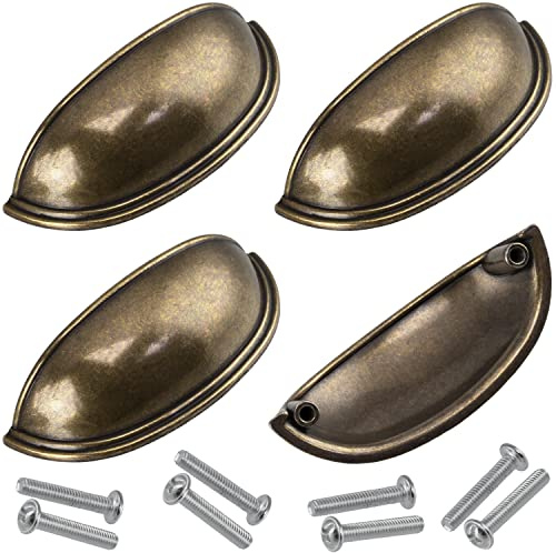 AERZETIX - C64382 - Juego de 4 tiradores para mueble distancia entre ejes 64mm - puerta armario alacena cajón decoración interior cocina salón montaje - en metal - color oro envejecido