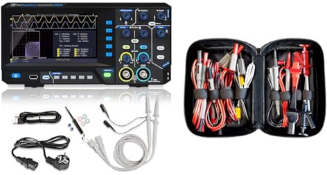 PeakTech 1404, Digital Speicher Oszilloskop, Schwarz & Peak Tech P 8200 – Messzubehör Set für Digital Multimeter, Prüfkabel Set, Elektronik Sortiment mit Prüfkabel - 14-teilig inkl. Tasche