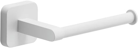 Gedy Tonga Portarrollos Papel higiénico baño, Blanco Mate, Acero Inoxidable, Adhesivo, sin Taladro, 14,3 x 6,9 x 4,7