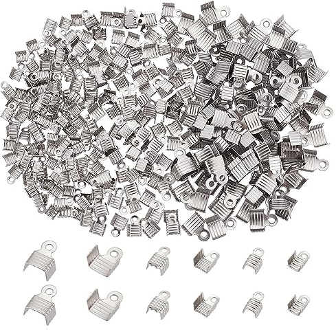 UNICRAFTALE 300 Stück 304 Edelstahl Falt Crimp Enden Umklappbare Crimp-Kordel-Endkappen Für Lederarmband Schmuckherstellung