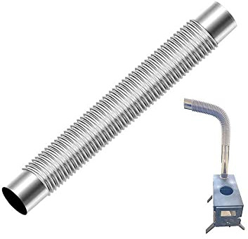 Dirfuny Tubo de estufa, tubo flexible de acero inoxidable de 90°, tubo de estufa de metal, tubo de chimenea de pared, extensión de chimenea para estufas de leña, tubo de estufa de camping para estufa