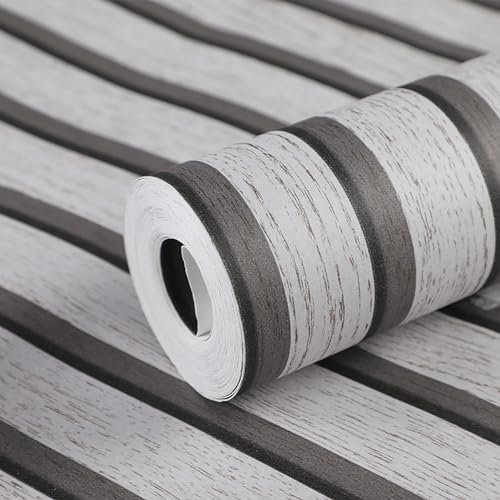 Trafagala 3D Effect Wood Slats Wallpaper Grey Oak Wood Effect Grating Wallpaper Stripe Grain Natural Panels for Walls Wooden Slats Panelling Wall Paper Roll