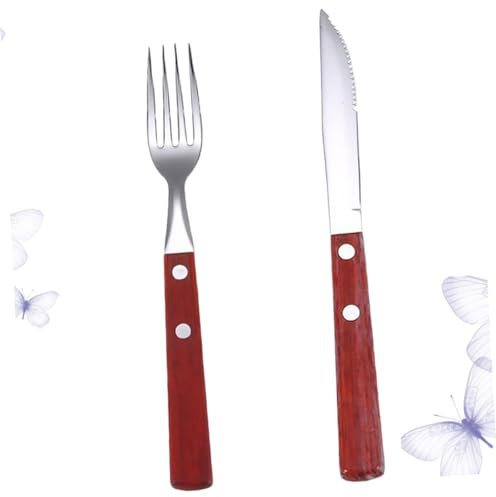 PRETYZOOM 2St Gabeln über Messer Steakgabel Steakschneider Steak-Werkzeug Haushalt Messer und Gabel einstellen Geschirr