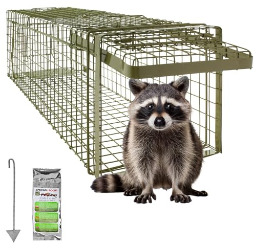Petigi Lebendfalle Grün Drahtfalle Marder Lebend Wiesel Garten Kaninchen Abwehr Umsiedeln Falle Haus Zubehör Ratte Vertreiben Dachboden Rattenfalle 120 x 34 x 34 cm