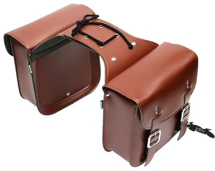 Borsa Posteriore Moto in Pelle PU - Borse Laterali da Sella Vintage Universale per Bagagli Marrone (1set Brown)
