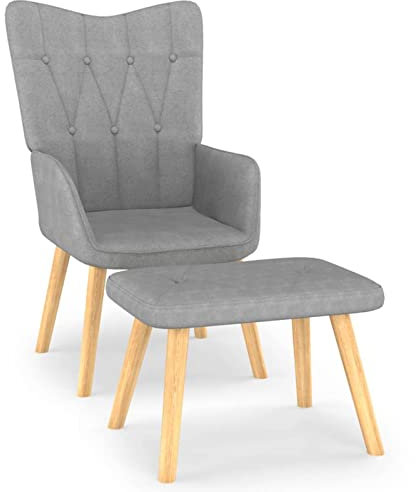Xichuzi Relaxsessel mit Hocker Hellgrau Stoff, Fernsehsessel, Kinosessel, Lesesessel, Tv Sessel, Ohrensessel, Armsessel, Seselstuhl Wohnzimmer - 327534