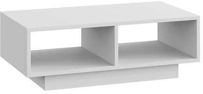 SHOWHA Mesa de Centro Blanca de Estar, Mesa de sofá Rectangular Moderna y Elegante con 2 Compartimentos Abiertos, para Dormitorio y Oficina,90 * 48 * 31cm
