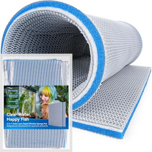 Borlech Aquarium Filter Media Sponge Pad, Multi-Layer Foam Filter Floss for Fish Tank Filters Accessories (60 x 40 x 1.5 cm)