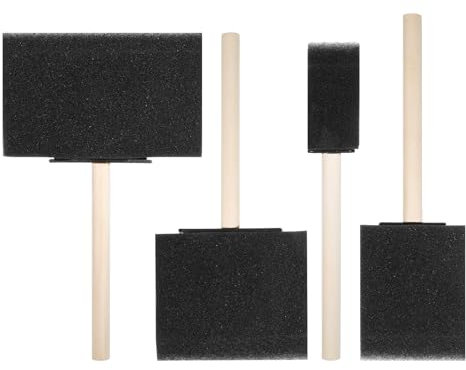 BOHUIZ 4 Stück Schwammpinsel, 4 Größen Schaumstoffpinsel Holzgriff Tupfpinsel Stupfpinsel zum Malen Farbapplikator Malzubehör für DIY Bastelprojekte