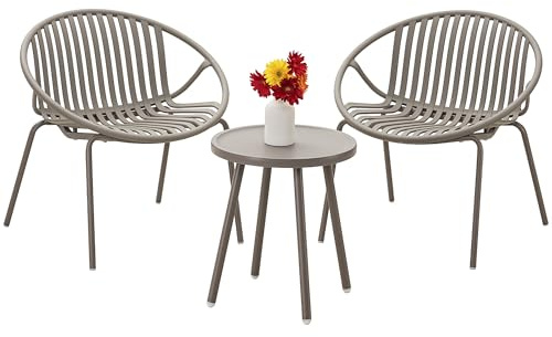 Werph Terrassenmöbel-Set, 3-teilig, Outdoor-Möbel mit Bistrotisch und Stühlen, 2er-Set, Outdoor-Terrassen-Set mit Verandastühlen und Tisch, Deck-Gesprächsset für Garten, Pool