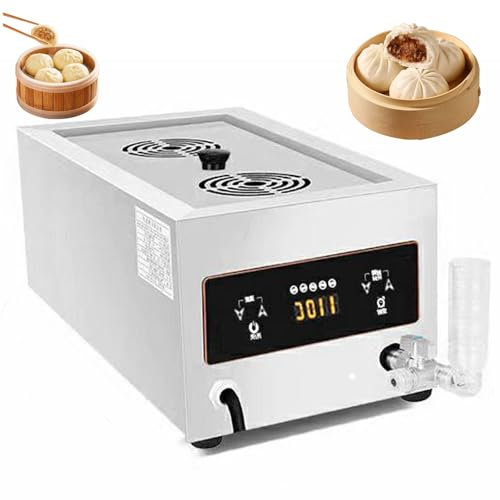 Scalda panini al vapore, vaporiera elettrica commerciale in acciaio inox da 2 a 6 fori con allarme di ebollizione a secco, macchina per la cottura a vapore di alimenti domestici con controllo touch,