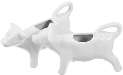 Amosfun Keramik Milchkännchen 2 Stück 40ml Weiß Kuhförmig Vielseitiger Milchbehälter Für Kaffee Soße Sahne Glatte Oberfläche Leicht Zu Reinigen