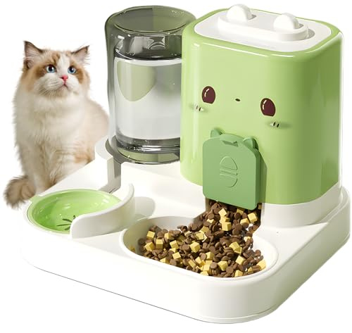 Distributeur Automatique de Nourriture pour Chats, de Nourriture 2 en 1, Distributeur Croquettes Chat Automatique, Gamelle Chat d'Aliments et d'eau Animaux de Compagnie de Petite
