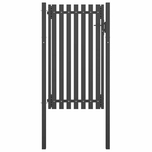Portail de Jardin en Acier, 1x2.25 m Anthracite, Portillon de Jardin avec Système de Verrouillage, Structure Renforcée, pour Clôture de Jardin et Terrasse, Couleur Anthracite