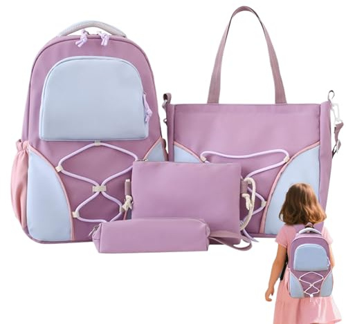 Skolryggsäck - 4-delars Gymnasieväska Set - Pennal Ryggsäck Skolryggsäck Med Volym För Universitet Tjejer Tonåringar Skolmaterial Studieböcker Klassrum Shopping Kortare Resor