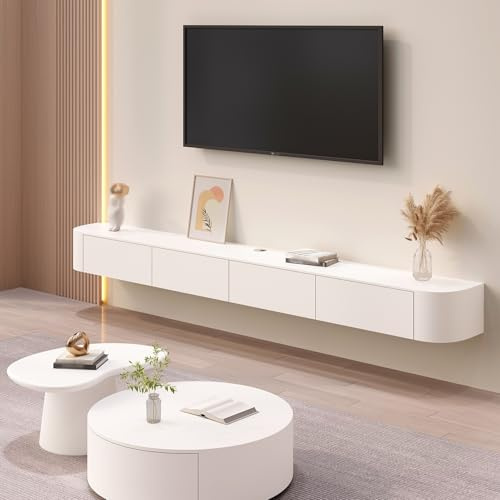 Väggmonterat flytande TV-skåp med förvaring | 300 cm Lowboard för 75-tums till 100-tums TV-apparater | Elegant nöjescenter för vardagsrum modern design platsbesparande lösning