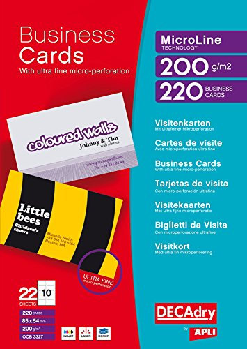 Decadry Microline Visitenkartenhülle – 220 Karten – DECAdry-Format – Mikroperforation – starr – 85 x 54 mm – 200 g