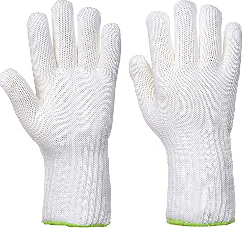 Portwest A590 Heat Resistant 250˚C Glove White, Large | Ambidextrous fit with a long cuff for extra protection, cotton-lined for comfort, CE certified and machine washable.