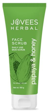Jovees Herbal Papaya & Honey Face Scrub For Women/Men | Size: 100ml x Pack of 1 | Skin Type: Normal to Dry Skin | Neck and Face | Mud Purifies | Deep Cleanses Skin | For Tanned & Pigmented Skin