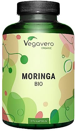 Bio Moringa Kapseln | Hochdosiert: 1800 mg | Preis-Leistungs-Sieger 2024* | 270 Stück | Laborgeprüft | Typ Oleifera | Vegan & ohne Zusätze | Deutsche Produktion von Vegavero