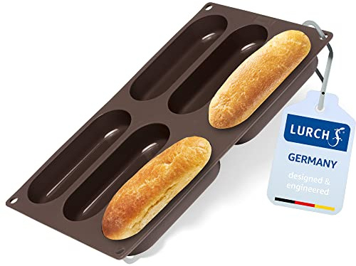 Lurch 85082 FlexiForm Hotdog Buns 6-faldigt/bakform för 6 Hot Dog Boller av 100% BPA-fri platina silikon, brun, 3 x 30 x 17 cm
