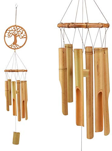 JOELELI Scacciapensieri in legno, per esterni, sospesi, campana, in legno, decorazione per interni, casa, giardino, terrazza, veranda, cortile (albero della vita)