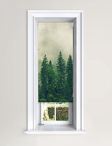Lister Cartwright Blackout Roller Blinds Windows Child Safety Fitting Included Beautiful Design, Green Forest 120 x 140 cm