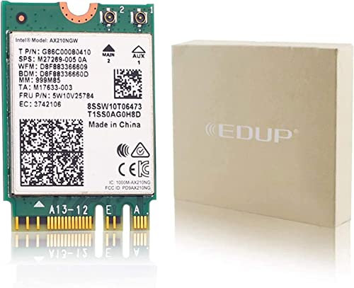 EDUP Scheda WiFi 6E Intel AX210 NGW, Bluetooth 5.3, adattatore di rete Tri-Band MU-MIMO, supporto Wi-Fi 6 GHz 11AX, compatibile con Windows 10/11 (64 bit) e Linux, M.2/NGFF
