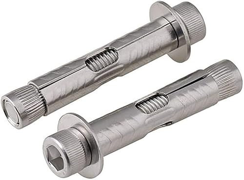 Dehnschraubenbolzen, Befestigungsstopfen, Bolzenhülse, Ankerbolzen, Schraubenmuttern, M6 M8 M10 M12 Sechskant-Innensechskantkopf Eingebaute Dehnschraube 304 Edelstahl-Inbus Innenausdehnungs-Betonanker