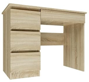 VBChome Schreibtisch Links 98 x 51 x 76 cm Eiche Sonoma Schreibtisch mit 4 Schubladen Computer-Schreibtisch Bürotisch Computertisch Arbeitstisch PC-Tisch Laptoptisch Eiche Sonoma Links