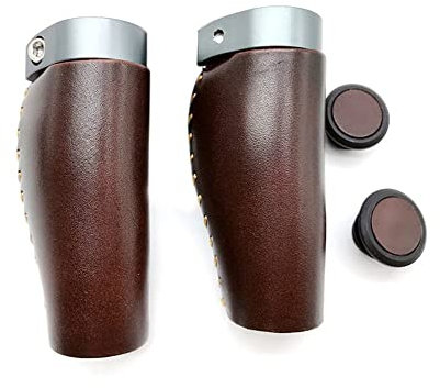 Fahrrad Lenkergriffe Klappbare Fahrradgriffe Leder Kurze Fahrradgriffe Retro Kurze Leder Ergonomische Kurze Fahrradgriffe (Auburn)