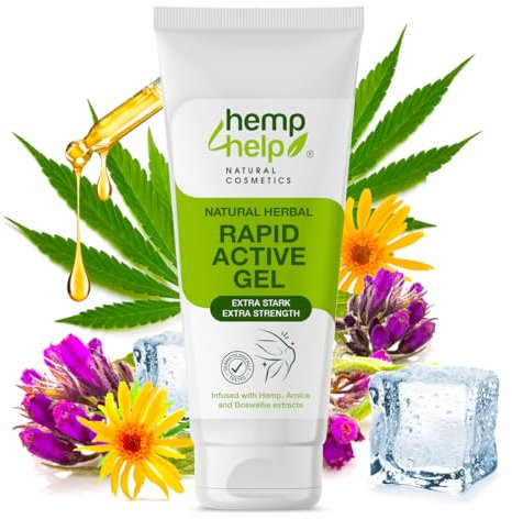 Hanf Rapid Gel EXTRA STARK 200ml 1er Pack bei Knie, Gelenk-, Nacken- u. Muskel- mit Bio Beinwell, Hanf, Arnica und Weihrauch + 16 Super Inhaltsstoffe