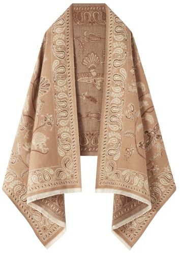 nratto Chal reversible de pashmina para mujer, bufanda grande, regalos de vacaciones, marrón, Talla única