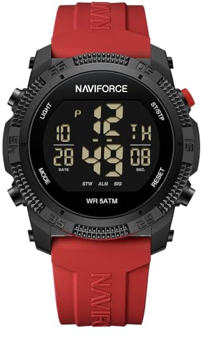 Naviforce Herren wasserdicht Sportuhr,Uhr für,digital Stoppuhr Wecker Kautschukband Damen Armbanduhr
