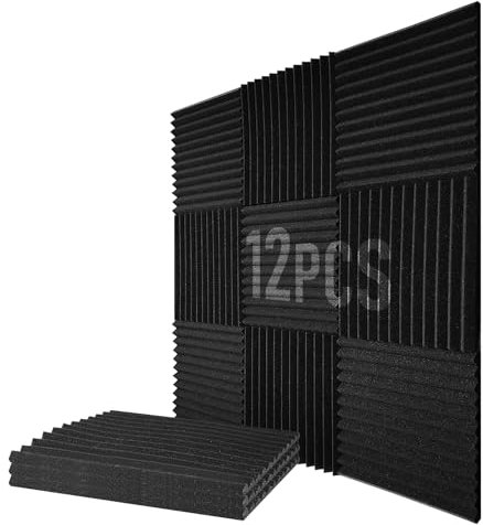 MaxAwe Lot de 12 panneaux acoustiques en mousse acoustique haute densité - Noir - 30 x 30 x 2,5 cm - En forme de pyramide - Pour jeu, pièce, studio d'enregistrement