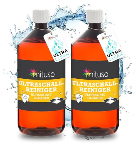 mituso Pulitore ad ultrasuoni concentrato, 2000 ml, pulizia altamente efficace per gioielli, occhiali, protesi e monete | Detergente speciale per apparecchi a ultrasuoni e bagni a ultrasuoni