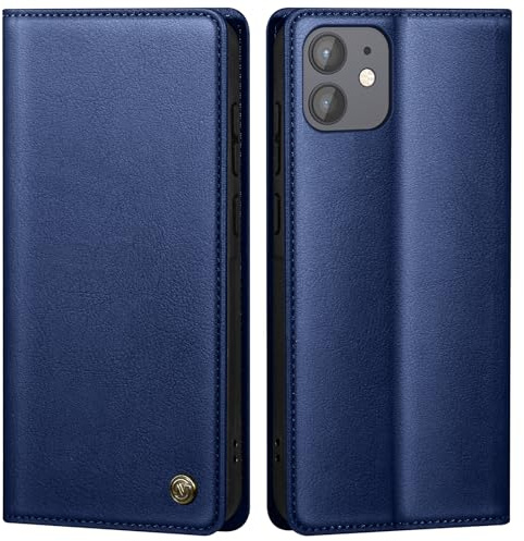 GUCASBE Handyhülle für iPhone 12/12 Pro Hülle Schutzhülle für iPhone 12 Hülle Premium PU Lederhülle Wallet Flip Case Tasche Magnet Kartenfach Standfunktion Klappbar für iPhone 12 Pro Hülle, Blau