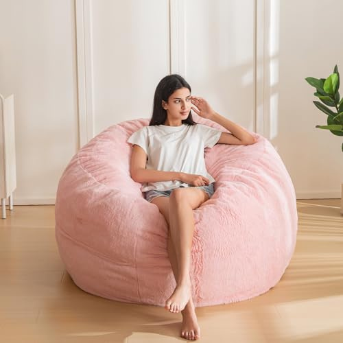 MAXYOYO Bean Bag Chair for Adults, Large 3 ft Bean Bag Chair with Foam Filling, Ultra Soft Fur Lazy Sofa for Living Room Bedroom, Machine Washable Cover