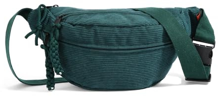 JENCVNL Bauchtasche Cord Damen, Cord Gürteltasche Umhängetasche Damen Cord Crossbody Bag Hüfttaschen mit einstellbar Schultergurt für Damen Herren (Grün)