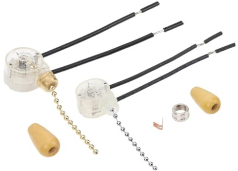 Interruttore a Tiretto Universale, 2 Pezzi Interruttore a Tirante, Interruttore a Catena, Pull Cord Interruttore della Luce, Per Applique da Parete a LED, Ventilatore da Soffitto, Lampada da Bagno