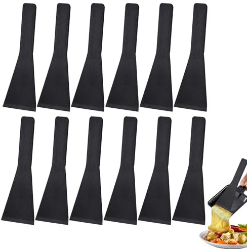 12 Piezas Pala Cocina, Espátulas Antiadherentes para Sartenes, Espátula de Nylon Resistente al Calor pala de queso para Utensilios de Cocina Antiadherentes Plato Gourmet Sartén Espátula Negro