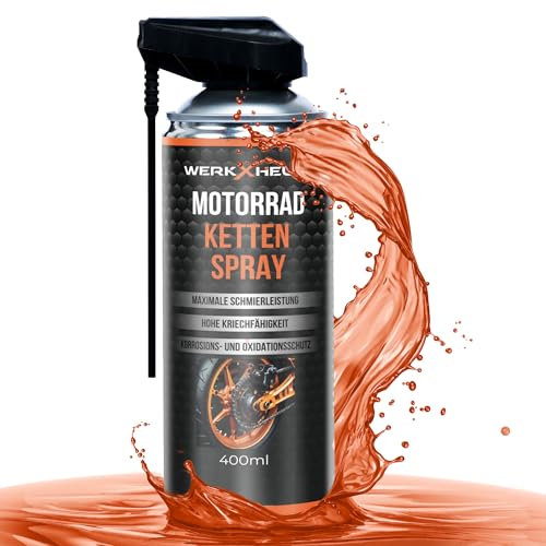 WerkXheld Motorrad Trockenkettenspray mit PTFE 400ml & Kettenfett für Motorrad: Hochwertiges Kettenöl für alle Motorräder