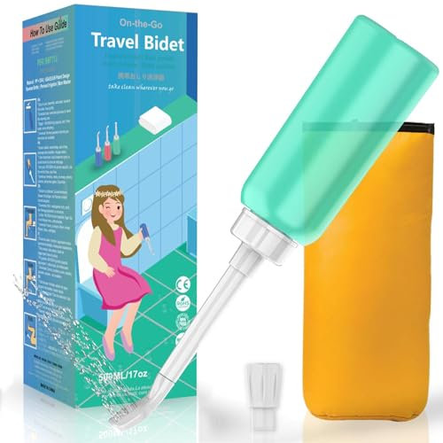 Giural Po Dusche 500 Ml Tragbares Bidet Für Die Wochenbett-Pflege, Intimdusche Wochenbett, Tragbares Reisebidet Mit Aufbewahrungstaschen,Grün