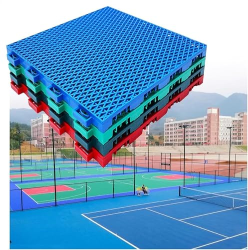 GPECTIFO Dalles de Terrain de Basket-Ball extérieur, Tapis de Sol modulaires à emboîtement à Drainage Rapide for prairies en Ciment(Rosso)