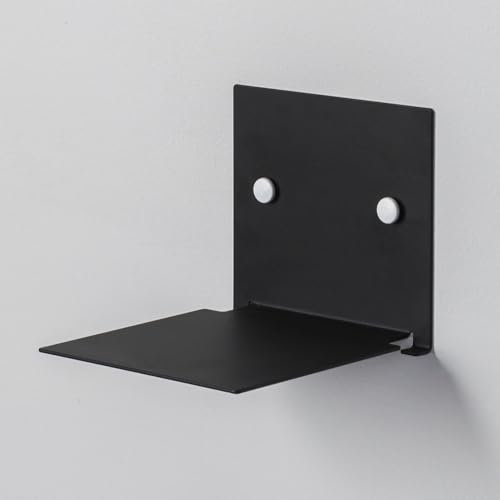 Steelnovo | Pascal, Mensola da Parete Invisibile in Metallo Verniciato, Libreria Sospesa Verticale, a Scomparsa, 12x12x13 cm, Colore Nero, Mensola da Muro per Libri, Made In Italy