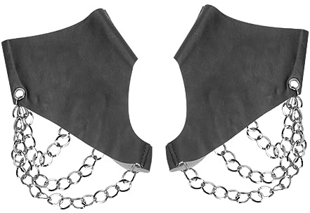 Homoyoyo Fingerlose Pu Lederhandschuhe mit 3 Metallketten Flexible Punk Kettenhandschuhe in Schwarz für Street Dance Performance und Bühnenauftritte