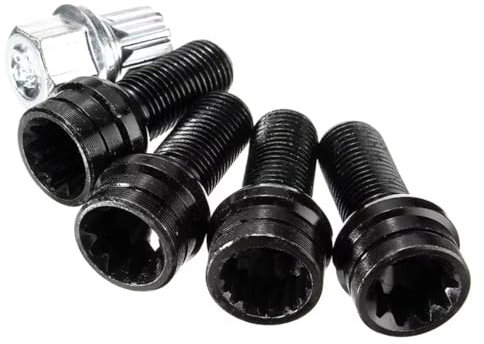 NUOSDEX Compatible avec A3 pour A4 pour A5 M14x1.5 5 Pièces Écrous De Roue De Verrouillage Jeux De Boulons (4 + 1) Clé Écrou De Pneu De Voiture Goujons De Roue OEM:8D0601139F Goujons de Boulon Roue